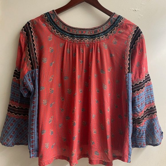 Free People – Embroidered Open Neck Blouse, XS - Good Condition - Picture 3 of 5